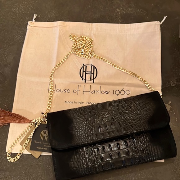 House of Harlow 1960 Handbags - House Of Harlow 1960 Leather and Suede Alligator Clutch Crossbody